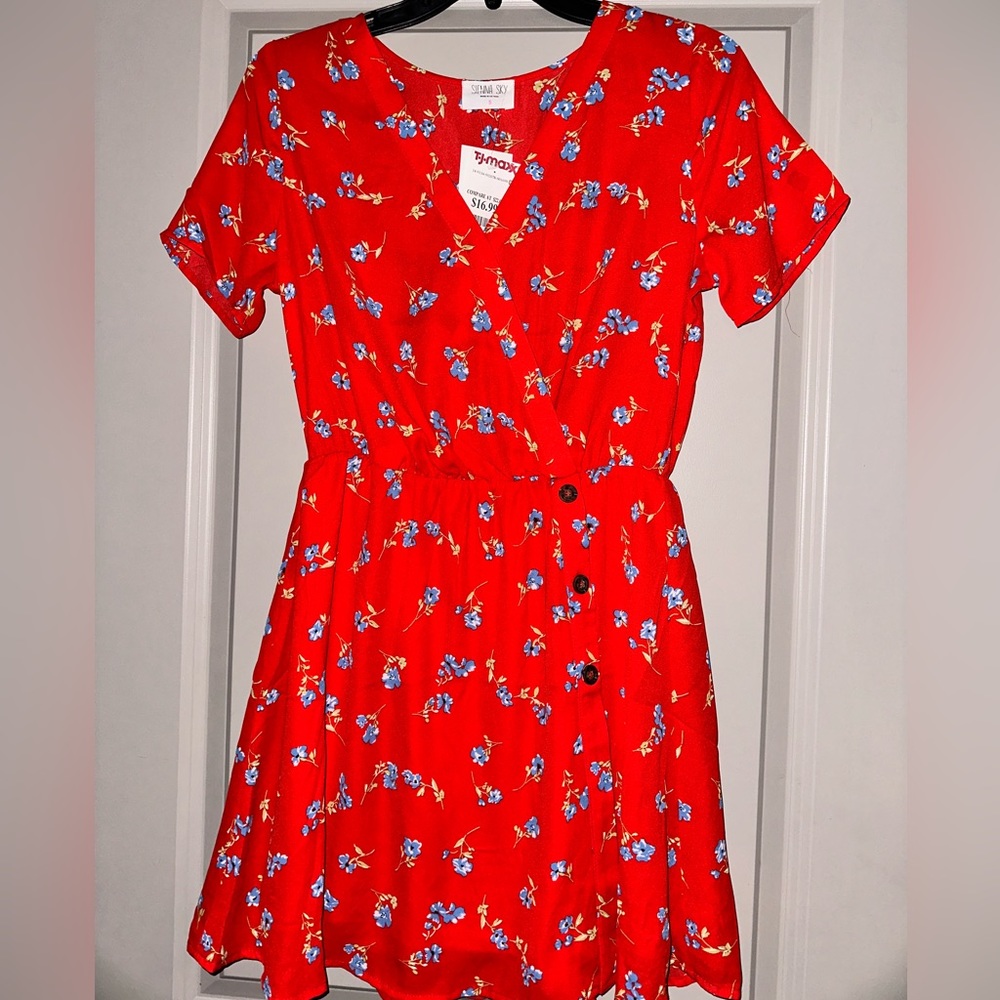 Red floral dress